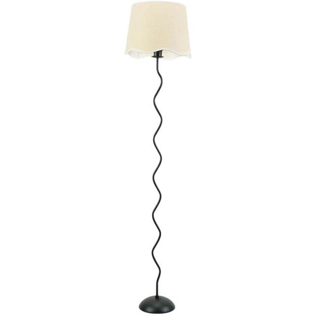 ValueLights Wiggle Scallop White Edge Shade Black Metal LED Floor Lamp - Wilko - image 1