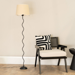 ValueLights Wiggle Scallop White Edge Shade Black Metal LED Floor Lamp - Wilko - thumbnail 5