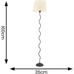 ValueLights Wiggle Scallop White Edge Shade Black Metal LED Floor Lamp - Wilko - thumbnail 7