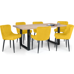 Julian Bowen Berwick 6 Seater Rectangular Dining Set Mustard - Yellow - Wilko - thumbnail 3