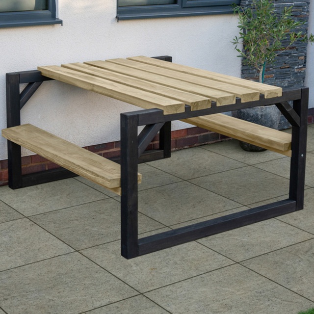 Forest Garden 4 Seater Colour Block Picnic Bench - Green - Wilko - image 1