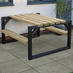 Forest Garden 4 Seater Colour Block Picnic Bench - Green - Wilko