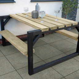 Forest Garden 4 Seater Colour Block Picnic Bench - Green - Wilko - thumbnail 4