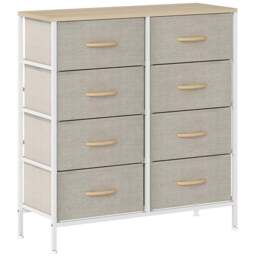 HOMCOM 8 Drawer Maple Fabric Chest of Drawers with Wooden Top - Brown - Wilko - thumbnail 3