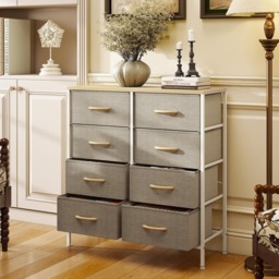 HOMCOM 8 Drawer Maple Fabric Chest of Drawers with Wooden Top - Brown - Wilko - thumbnail 4