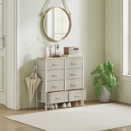 HOMCOM 8 Drawer Maple Fabric Chest of Drawers with Wooden Top - Brown - Wilko - thumbnail 6