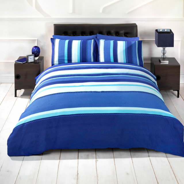 Rapport Home Detroit King Size Blue Duvet Cover Set - Wilko - image 1