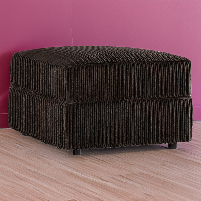 Portland Luxor Chocolate Jumbo Cord Footstool - Brown - Wilko - image 1