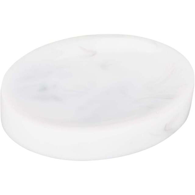 Attica White Marble Effect Soap Dish - Size: 9.3 x 2.2 x 9.3 cm - Wilko - image 1