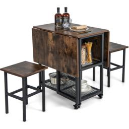 Costway 2 Seater Extending Dining Set - Brown - Wilko - thumbnail 3