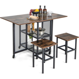 Costway 2 Seater Extending Dining Set - Brown - Wilko - thumbnail 4