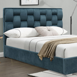 Brooklyn Double Blue Plush Velvet Weaved Headboard Bed Frame - Wilko - thumbnail 3