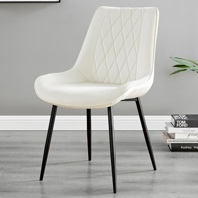 Furniturebox Cesano Set of 2 Cream and Black Velvet Dining Chair - Wilko - image 1