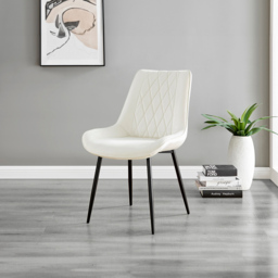 Furniturebox Cesano Set of 2 Cream and Black Velvet Dining Chair - Wilko - thumbnail 7