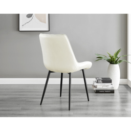 Furniturebox Cesano Set of 2 Cream and Black Velvet Dining Chair - Wilko - thumbnail 5