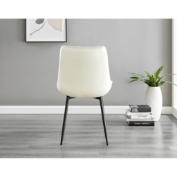 Furniturebox Cesano Set of 2 Cream and Black Velvet Dining Chair - Wilko - thumbnail 6