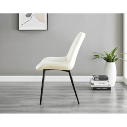 Furniturebox Cesano Set of 2 Cream and Black Velvet Dining Chair - Wilko - thumbnail 4