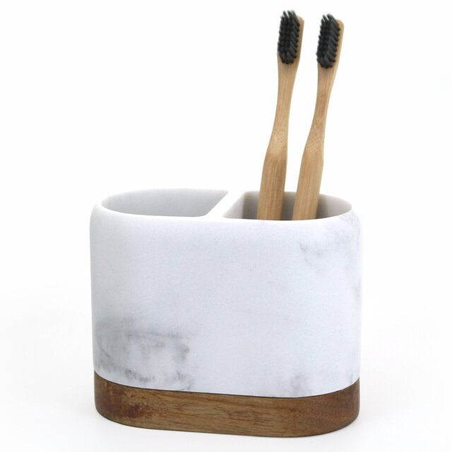 Acacia Toothbrush Holder - White - Wilko - image 1