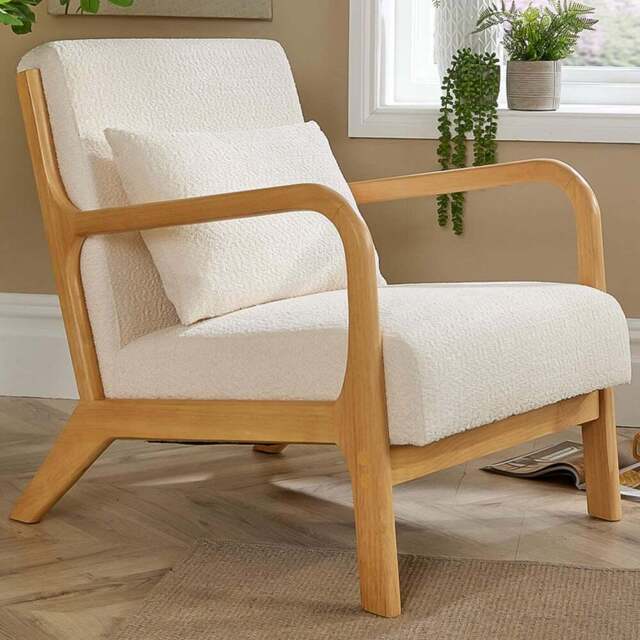 Home Source Nova Cream Boucle Armchair - Size: Single - Wilko - image 1