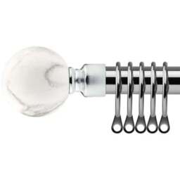 New Edge Blinds 160-300cm Extendable Brushed Silver Mineral Metal Curtain Pole - Size: 160 - 300cm - Wilko