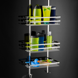 tectake 3 Shelf Hanging Shower Caddy - Size: 80 x 21 x 30cm - Silver - Wilko - thumbnail 3