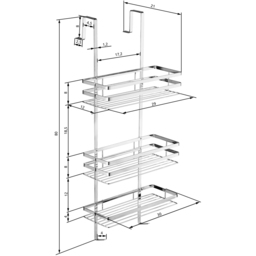 tectake 3 Shelf Hanging Shower Caddy - Size: 80 x 21 x 30cm - Silver - Wilko - thumbnail 5