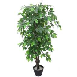 Leaf Bushy Ficus Artificial Tree in Pot 120cm - Size: 120 x 60 x 60cm - Green - Wilko