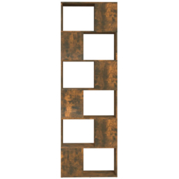 vidaXL 6 Shelf Smoked Oak Bookcase - Size: 186 x 60 x 24cm - Brown - Wilko - thumbnail 4