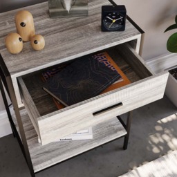 VIDA DESIGNS Brooklyn Single Drawer Grey Rustic Industrial Console Table - Size: 34 x 50 x 74cm - Wilko - thumbnail 5