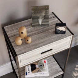 VIDA DESIGNS Brooklyn Single Drawer Grey Rustic Industrial Console Table - Size: 34 x 50 x 74cm - Wilko - thumbnail 4