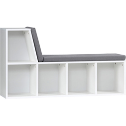 Portland 5 Shelf White Bookcase with Cushioned Reading Seat - Wilko - thumbnail 3