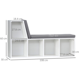 Portland 5 Shelf White Bookcase with Cushioned Reading Seat - Wilko - thumbnail 7