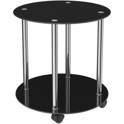 AVF Black Glass and Chrome Round Lamp Table with Wheels - Size: 45 x 45 x 47cm - Multi - Wilko - thumbnail 3