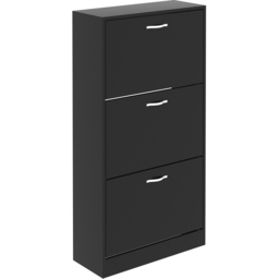 Vida Designs 3 Drawer Black Shoe Cabinet - Size: 24 x 60 x 118cm - Wilko - thumbnail 3