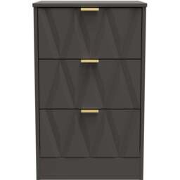 Crowndale Las Vegas 3 Drawer Graphite Bedside Table Ready Assembled - Grey - Wilko - thumbnail 4