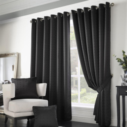 wilko Madison Black Ring Top Curtains 229 x 274cm - Size: W 229 x D 274cm - Alan Symonds & Co