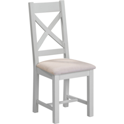 Seconique Windsor Sey of 2 Pebble Grey and Oat Fabric Cross Back Dining Chair - Size: Set of 2 - Pebble Grey/Oat Fabric - Wilko - thumbnail 3