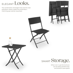 tectake Trevi 2 Seater Rattan Foldable Garden Bistro Set Black - Wilko - thumbnail 5