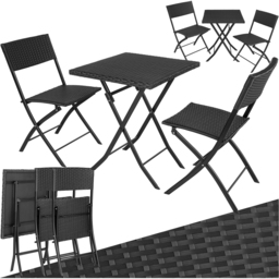 tectake Trevi 2 Seater Rattan Foldable Garden Bistro Set Black - Wilko - thumbnail 3