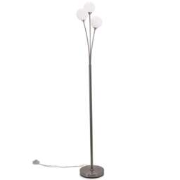 ValueLights Velika 3 Way Opaque Globe Chrome LED Floor Lamp - Size: 150 x 22 x 22cm - Silver - Wilko