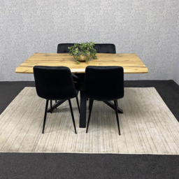 Kosy Koala 4 Seater Velvet Wooden Rectangle Dining Set Black - Multi - Wilko - thumbnail 4