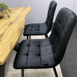 Kosy Koala 4 Seater Velvet Wooden Rectangle Dining Set Black - Multi - Wilko - thumbnail 3