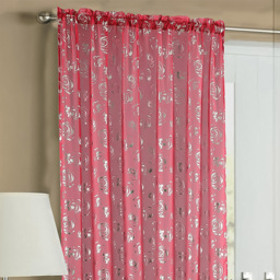 Velosso Geneve Red Foil Flower Voile Panel Curtain 150 x 122cm - Size: W 150 x D 122cm - Wilko - thumbnail 3