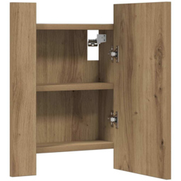 vidaXL Single Door Artisan Oak LED Bathroom Mirror Cabinet - Size: 45 x 40 x 12cm - Brown - Wilko - thumbnail 7