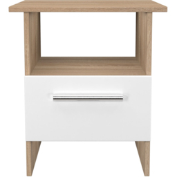 Crowndale Contrast Single Drawer White Matt and Bardolino Oak Lamp Table Ready Assembled - Size: 50 x 44 x 44cm - White Matt & Bardolino Oak - Wilko - thumbnail 3
