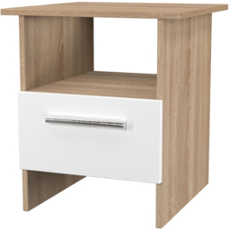 Crowndale Contrast Single Drawer White Matt and Bardolino Oak Lamp Table Ready Assembled - Size: 50 x 44 x 44cm - White Matt & Bardolino Oak - Wilko - thumbnail 5