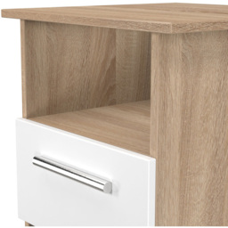 Crowndale Contrast Single Drawer White Matt and Bardolino Oak Lamp Table Ready Assembled - Size: 50 x 44 x 44cm - White Matt & Bardolino Oak - Wilko - thumbnail 6