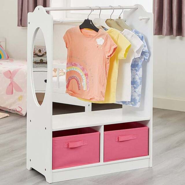 Liberty House Toys Kids Wooden Dress Up Unit Pink Fabric Boxes - Size: 71 x 61 x 30cm - Wilko - image 1