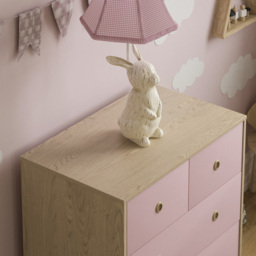 Junior Vida Neptune 5 Drawer Pink and Oak Storage Chest - Size: 5 Drawers - Wilko - thumbnail 4
