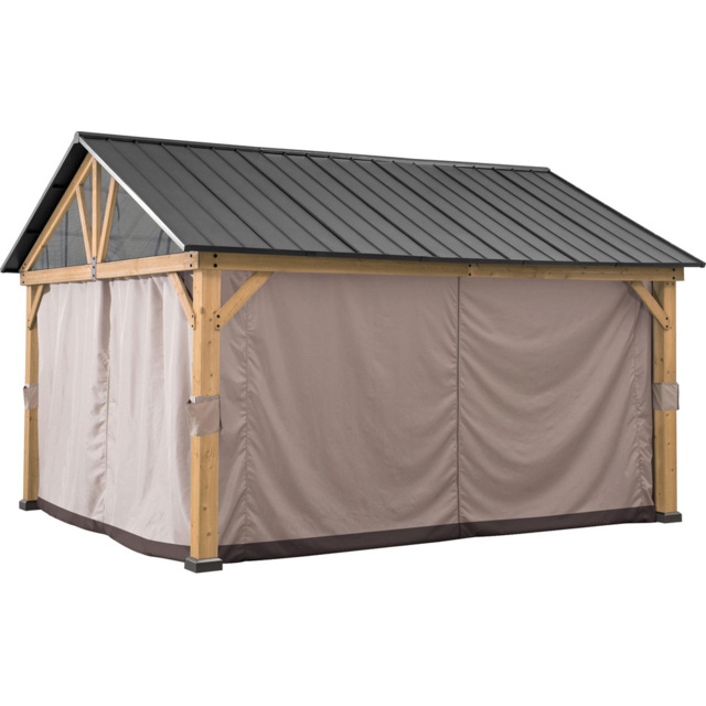 Sunjoy 4.6 x 4m Khaki Curtain for Cedar Gazebo(Gazebo Not Include) - Size: 1 x 208 x 378cm - Brown - Wilko - image 1